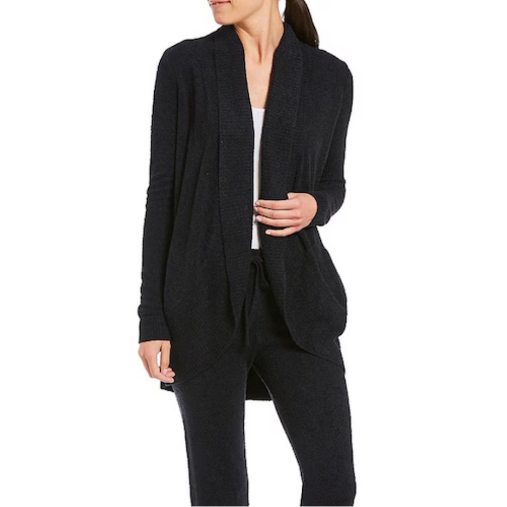 Barefoot Dreams CozyChic Lite Long Sleeve Circle Lounge Cardigan Black Size XS/S